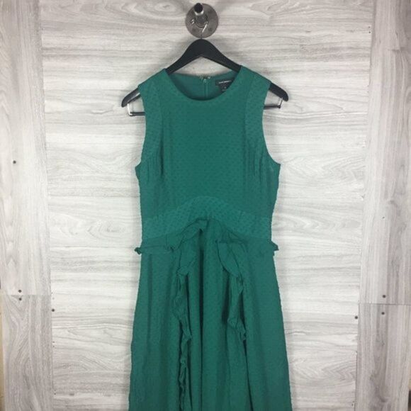 Club Monaco sleeveless Green Lochin Swiss Dot Midi Dress size 12 - Picture 4 of 8
